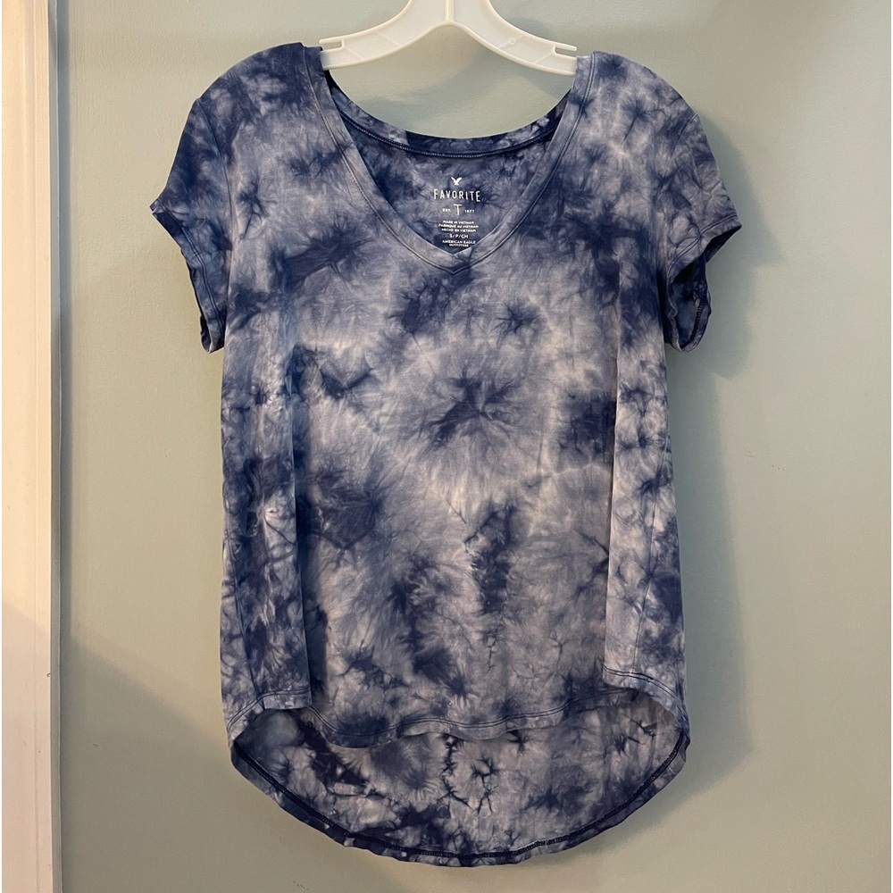 AMERICAN EAGLE OUTFITTERS Favorite Tee, Blue and White, Size S